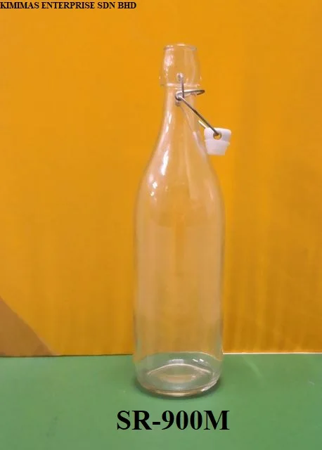 Airtight glass bottle with tight closure 900ml