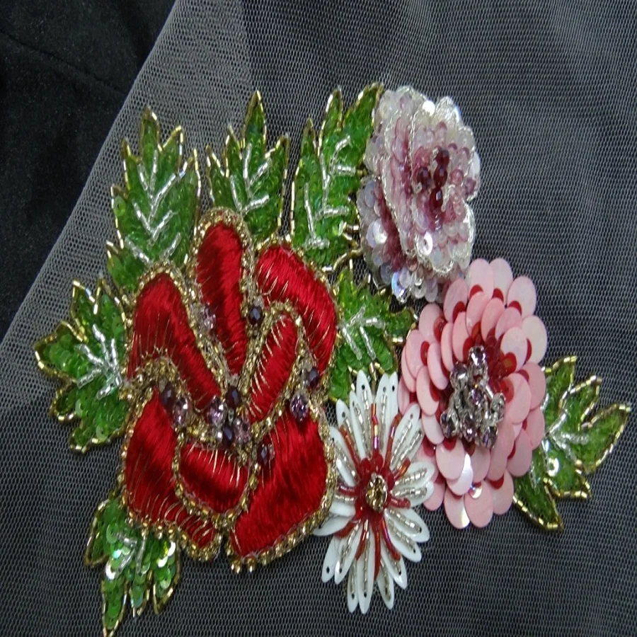 Fancy Sequin Crystal Rhinestone Wedding Applique