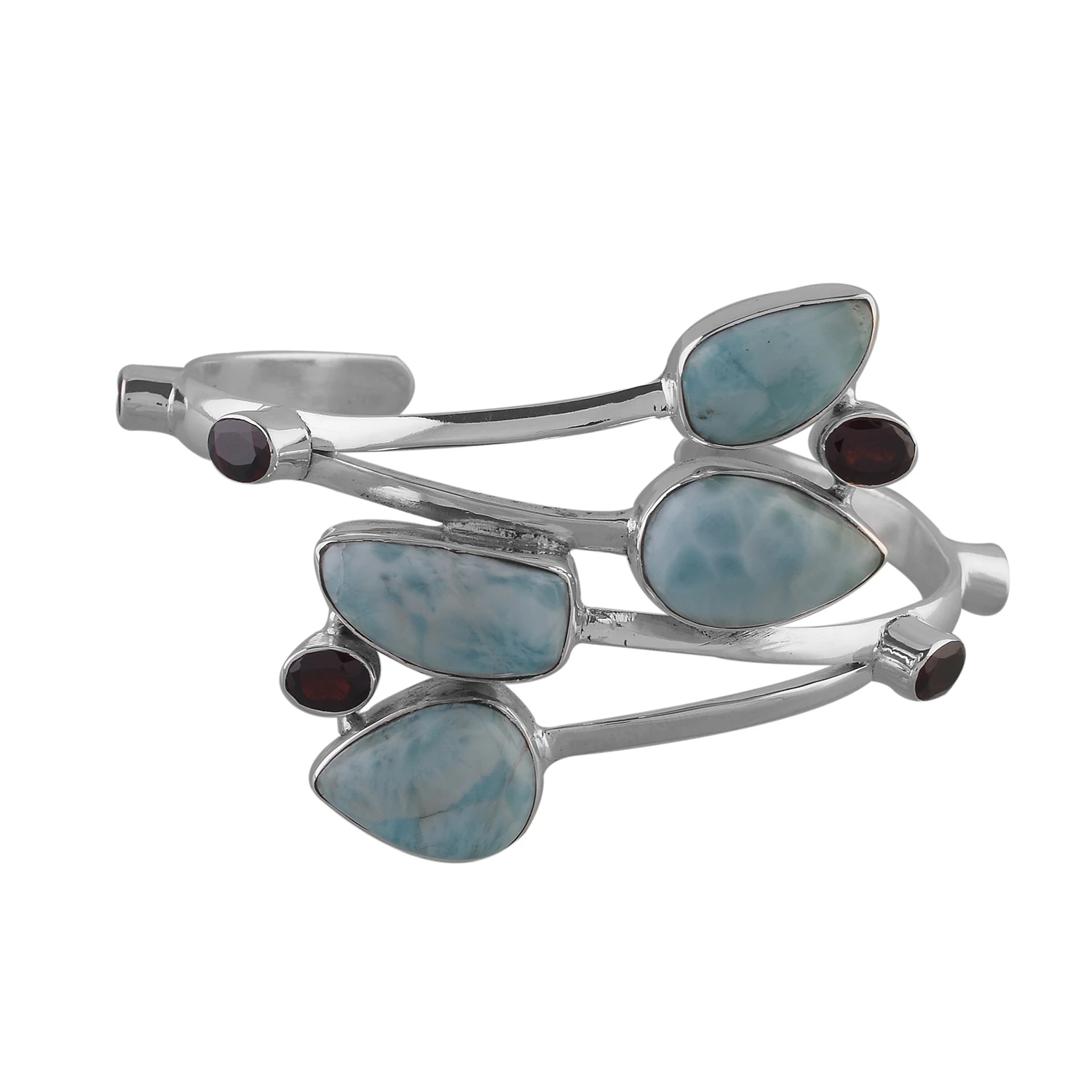 Sea Blue Larimar Gemstone Sterling Silver Beautiful Bracelet Indian Jewelry
