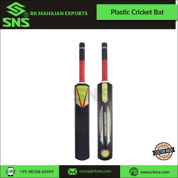 Best Quality Hot Selling Customized OEM Size 6 Plastic Cricket Bat with Rubber Grip for Ground/Beach/Garden/Street