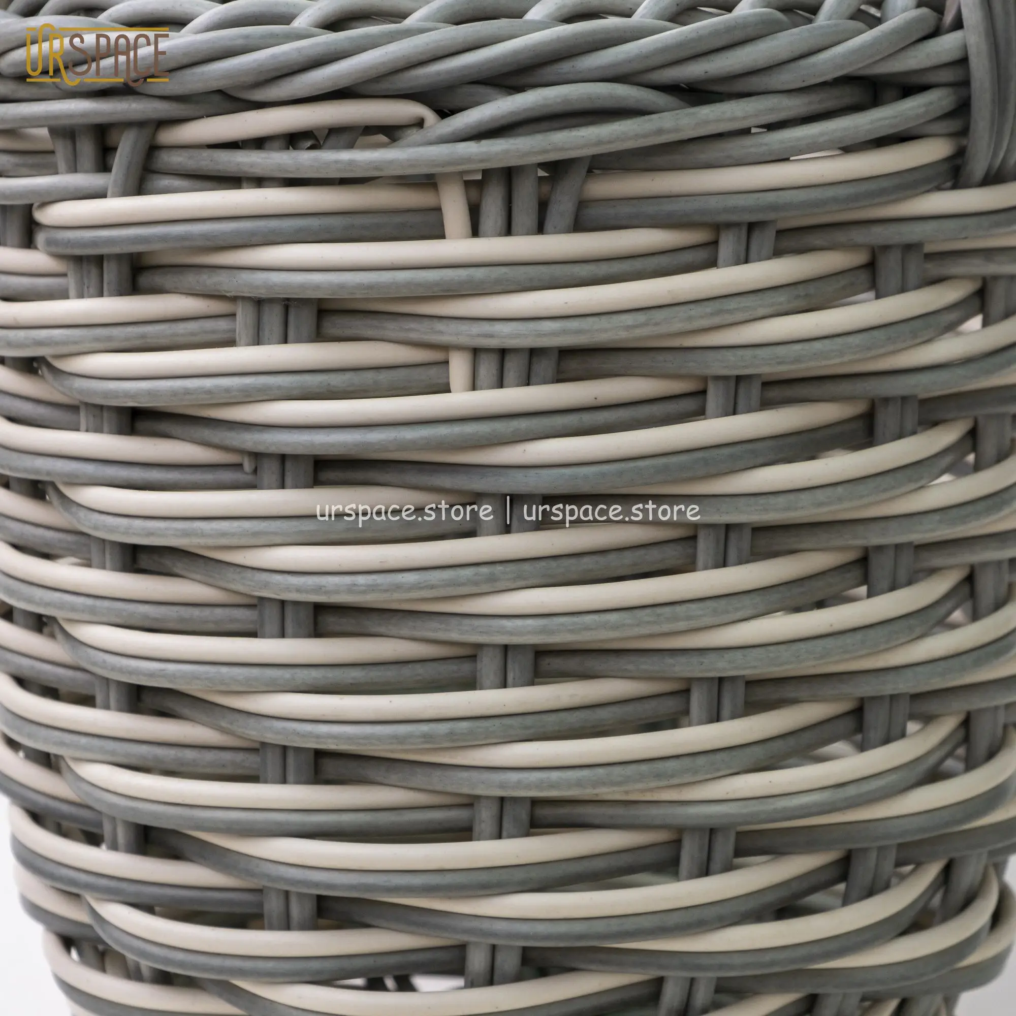 ODM/OEM service Set of 2 Resin Round Basket Storage Baskets with Handle Grey Mix White Color