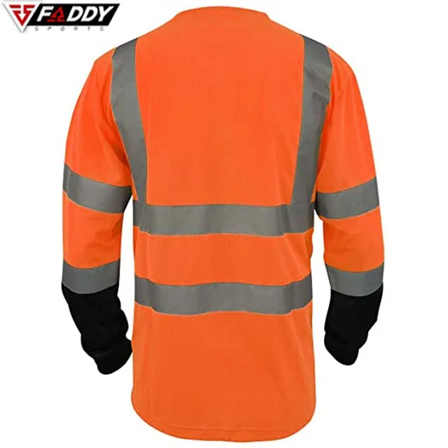 Оптовая продажа рабочая одежда на заказ мужская рубашка светоотражающие полосы 360 рефлекторная лента с отражающим логотипом мягкая дышащая ткань