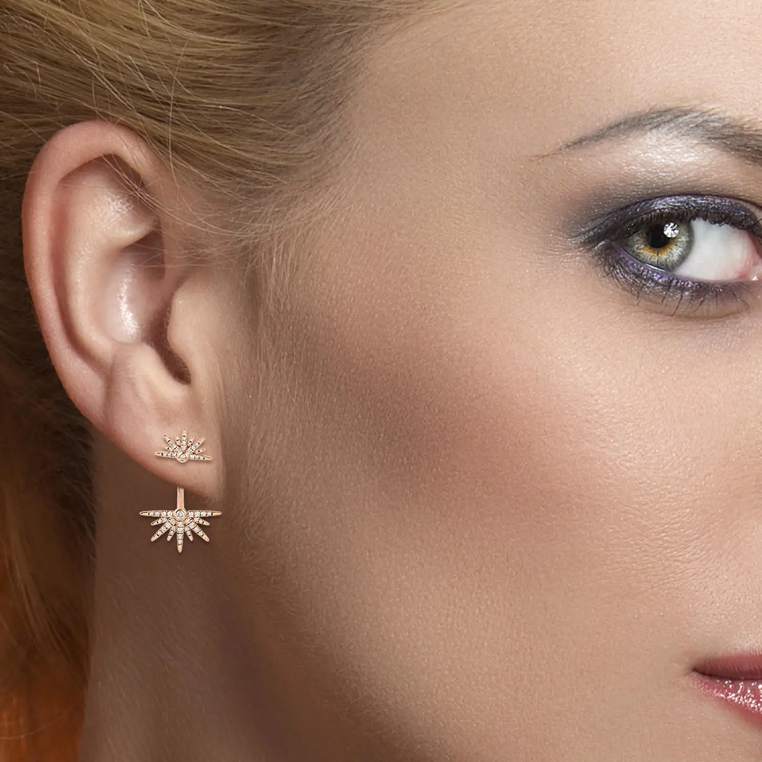 Серьги-подвески с танзанитом, 18 К, желтое золото