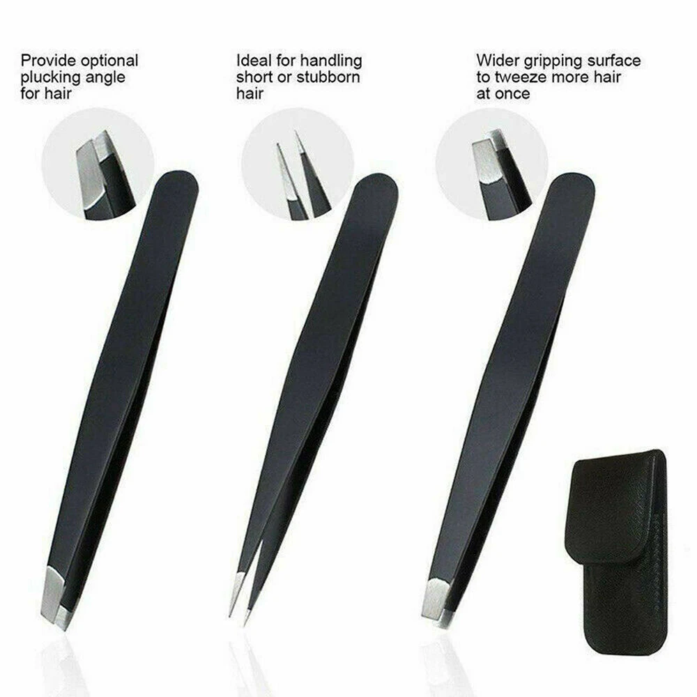 3pcs Stainless Steel Eyebrow Hair Removal Tweezers  Professional Women Stainless Steel Hair Removal Eyebrow Tweezers Clip