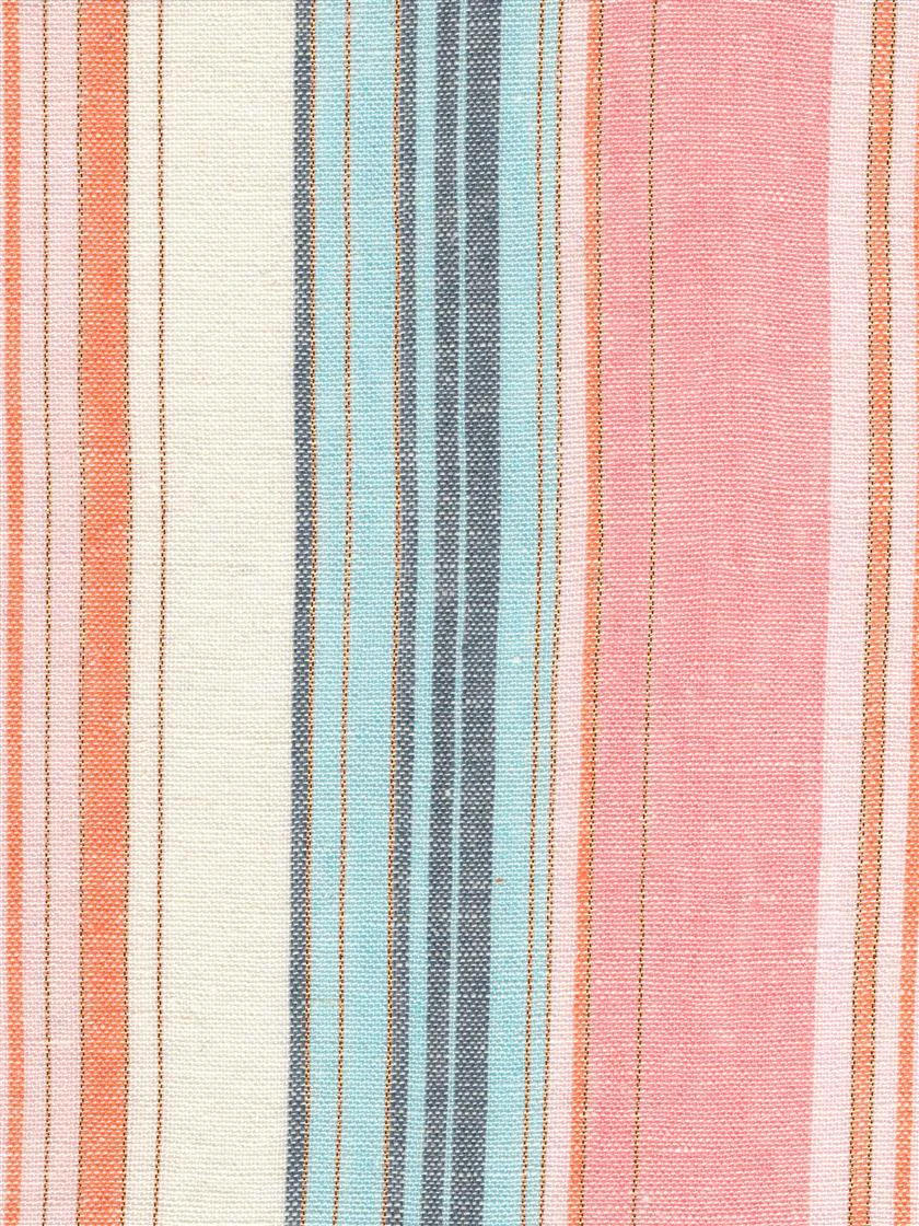 Весенне-летняя многоцветная ткань из вискозы и льна с металлическими полосками 190 г для платья