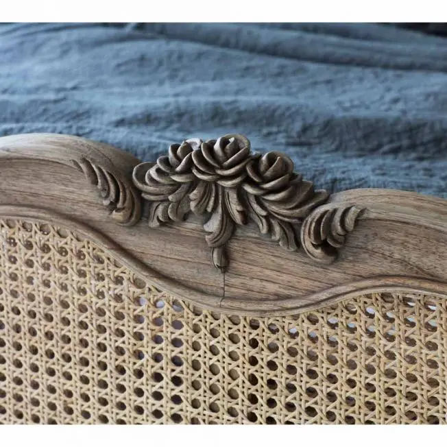 Bedroom Furniture Solid Wood Cane Double Bed Frame King Queen Size Natural Wicker Rattan