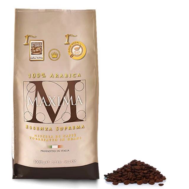 PREMIUM QUALITY 100% Arabica gourmet blend made in Italy roasted coffee Maxima 1000g whole beans