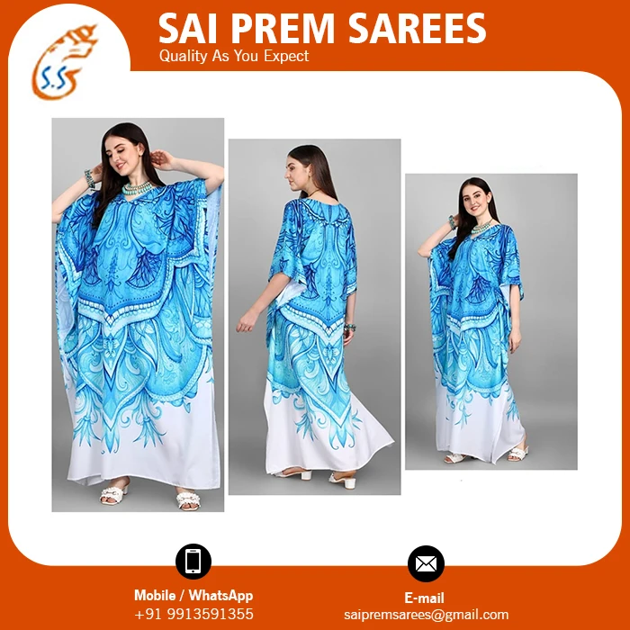 New Arrival Best Selling Kaftan With Digital Printing Women Muslim Moroccan Kaftan With Beautiful