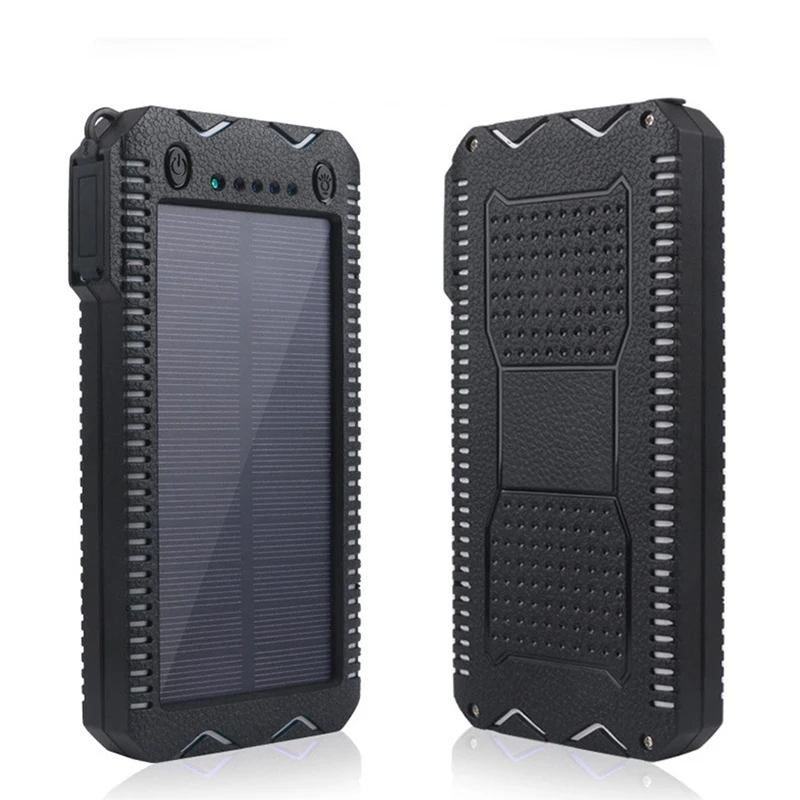 Faman Cell Phone Charger Waterproof Portable Solar Power Bank 10000mah LED Light Solar Charger