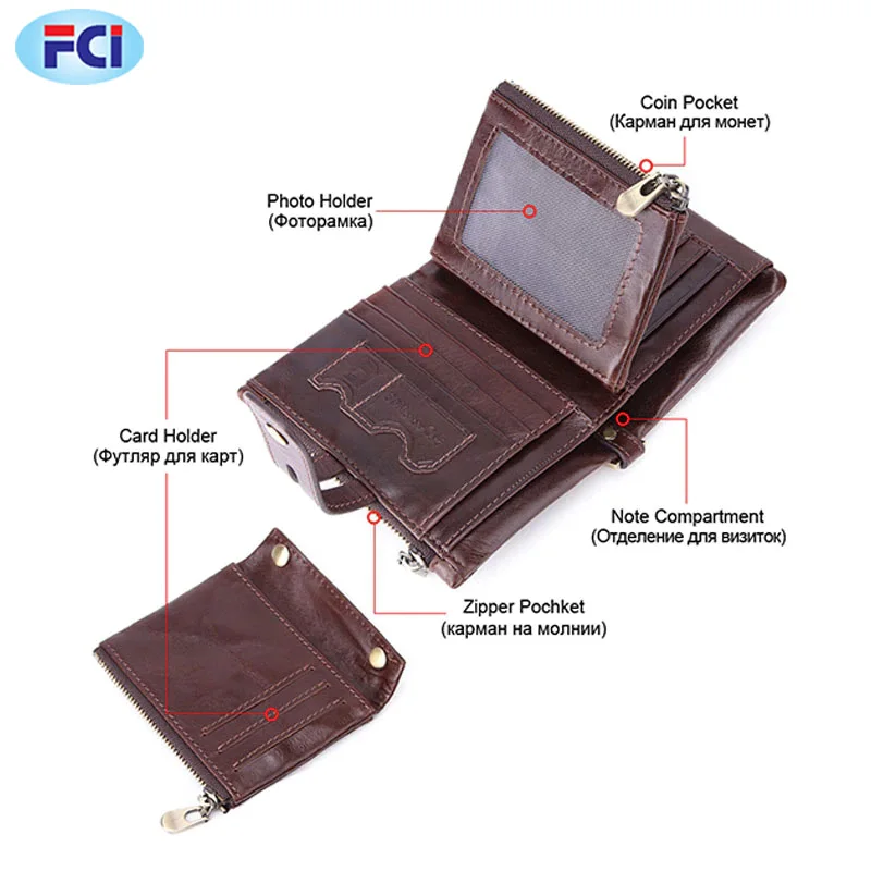 Мужской кошелек для монет маленький мини-кошелек с держателем карт и цепочкой мужской кармашком из 100% натуральной кожи застежкой на молнии