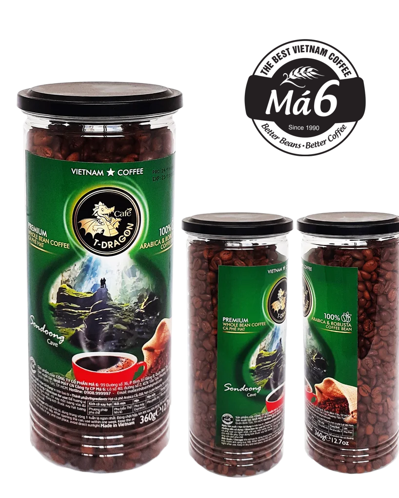 Manufacturing Vietnam CAFE T-DRAGON - PREMIUM WHOLE BEAN - ARABICA ROBUSTA COFFEE BEAN 360GR