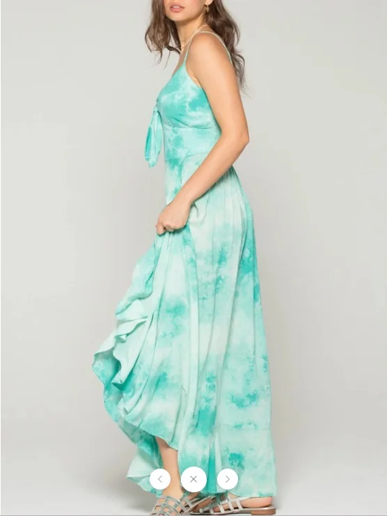 Tie dye Summer Women Long Maxi Sleeveless With High Waist Loose Fitted Summer Holiday Resort Outfit Tie Dye Long Maxi Dress OEM