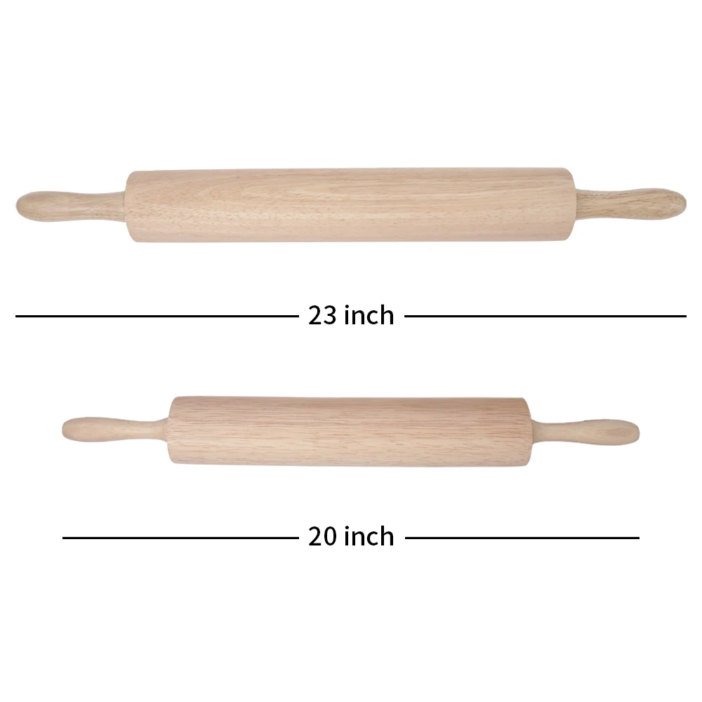 [Holar] Taiwan Made Rubber Beech Wood Dough Roller with Handles for Bread