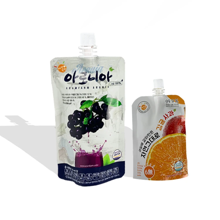 
Food grade soft beverage squeeze baby food liquid stand up juice pouch with spout 