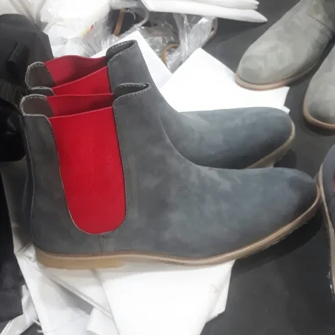 Grey Suede Chelsea Boots Men, Genuine Leather Winter Mens Boots, Designer Fashion Footwear For men