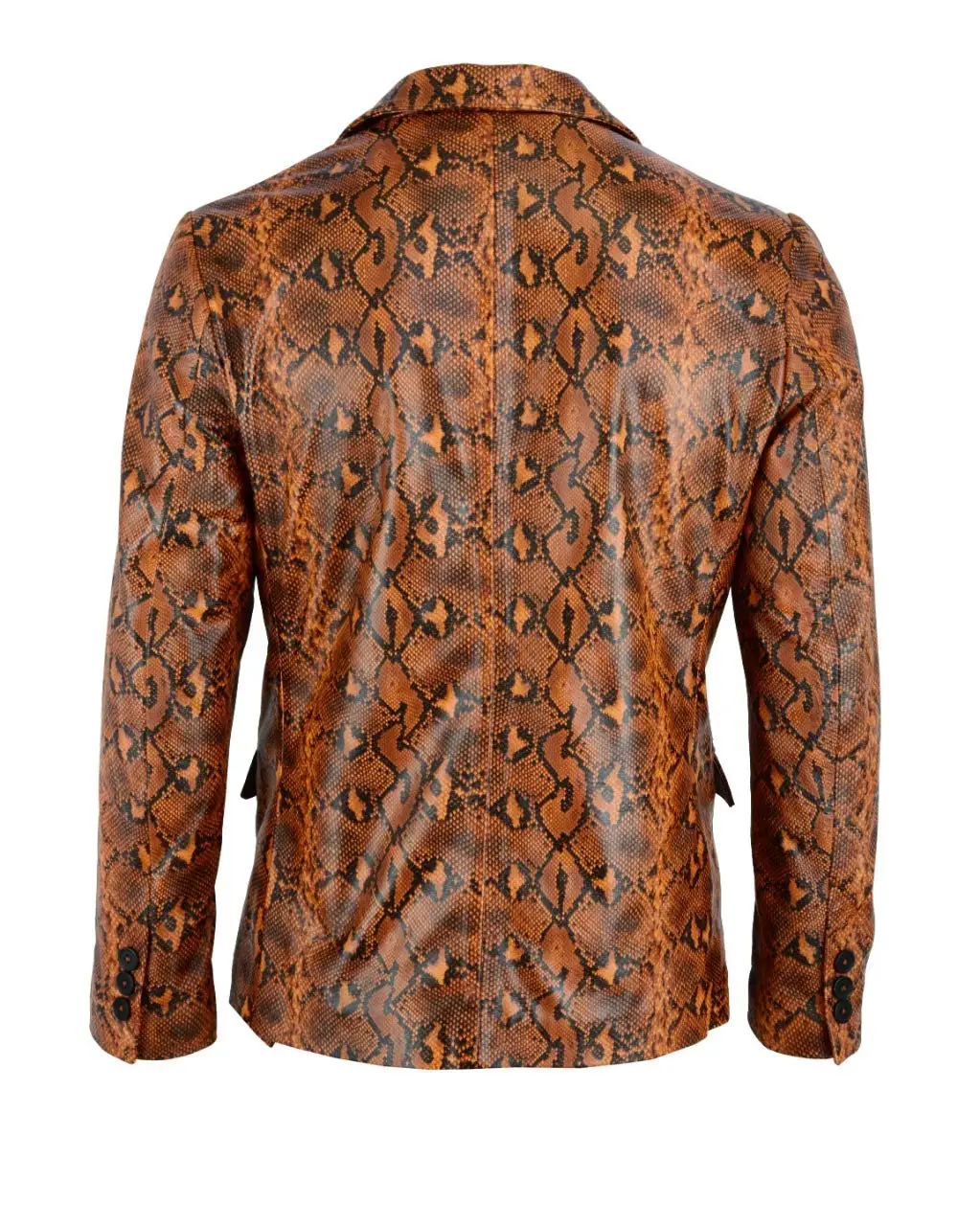 Men Fashion genuine Leather Python Snake Cobra Textured on lamb goat cow leather Blazer Jacket Two Button coat