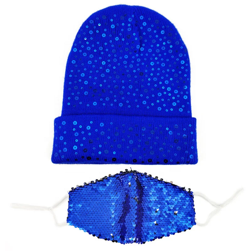 Winter Cycling Hat Women 2 piece Warm Wool Beanies Hats With Mask Female Velvet Thick Anti-smog Knit Caps