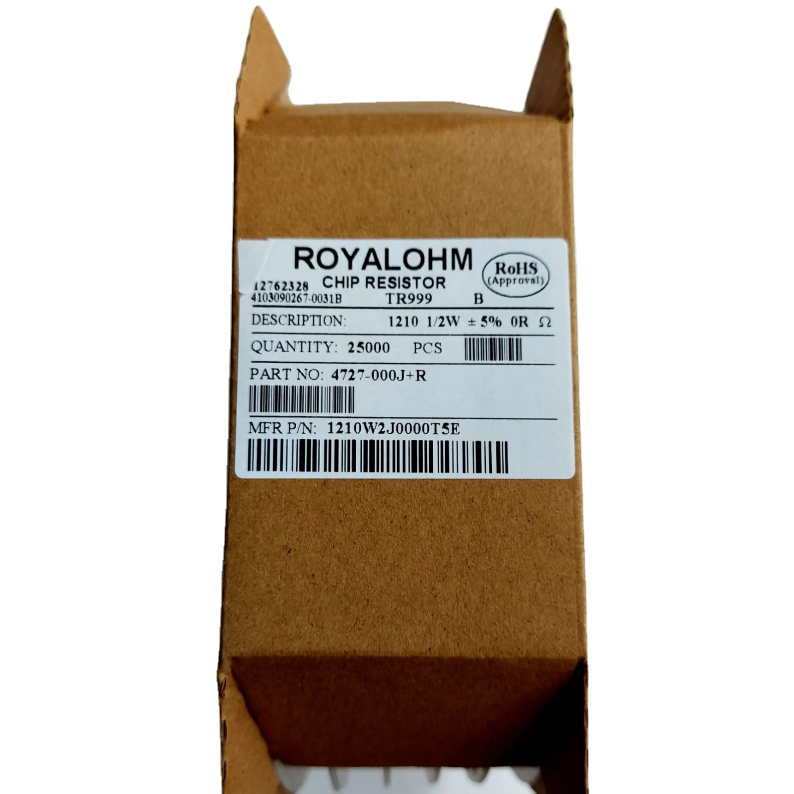 
 Чиповый резистор 1210 5% 1/2W 0E 100E 100K (0E 1E - 10M Ohms) SMD резистор Royal Ohm  
