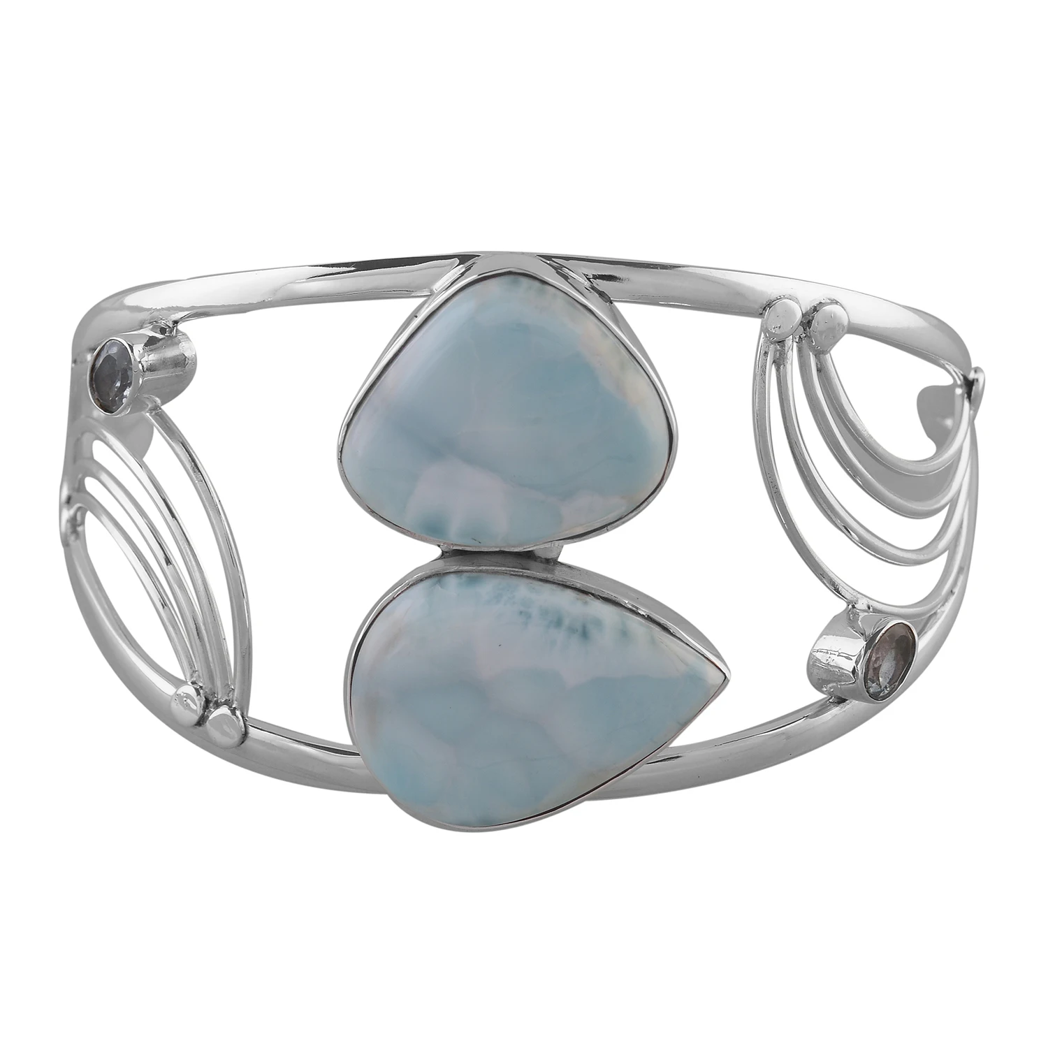 Sea Blue Larimar Gemstone Sterling Silver Beautiful Bracelet Indian Jewelry