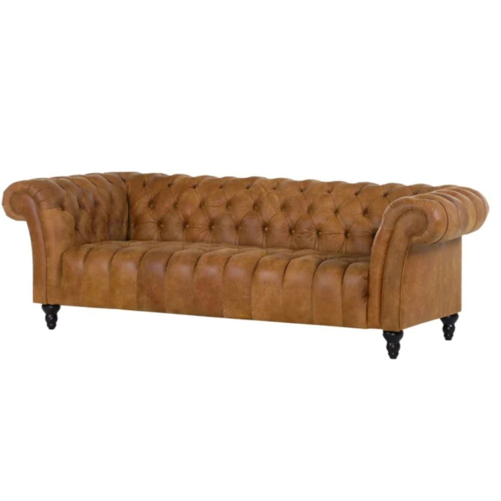 New European-Style Chesterfield Genuine Leather Sofa Set Solid Wood Base Living Room Furniture for Home Decor Use