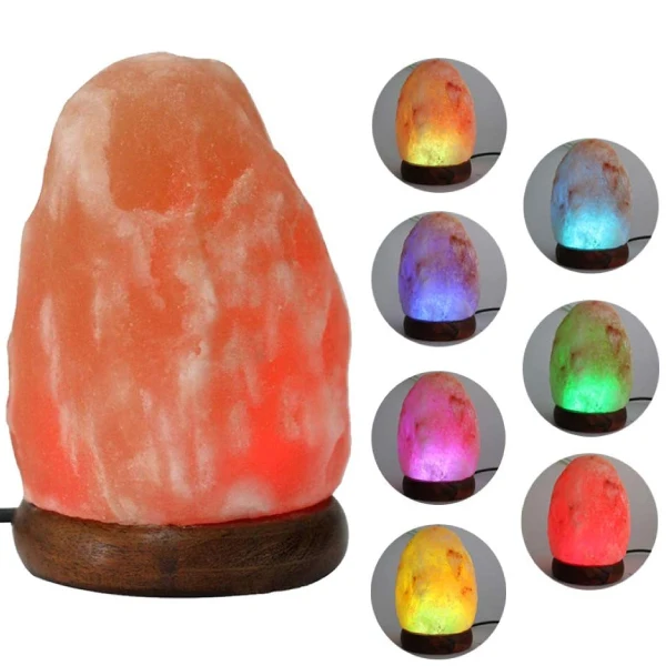 
USB SALT LAMP PINK NATURAL SHAPE WITH MULTI SEVEN COLOR BULB 