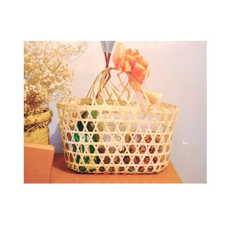 Традиционная круглая бамбуковая корзина с ручкой для праздничной корзины фруктами осенний сезон украшение сада sandy99gdgmailcom