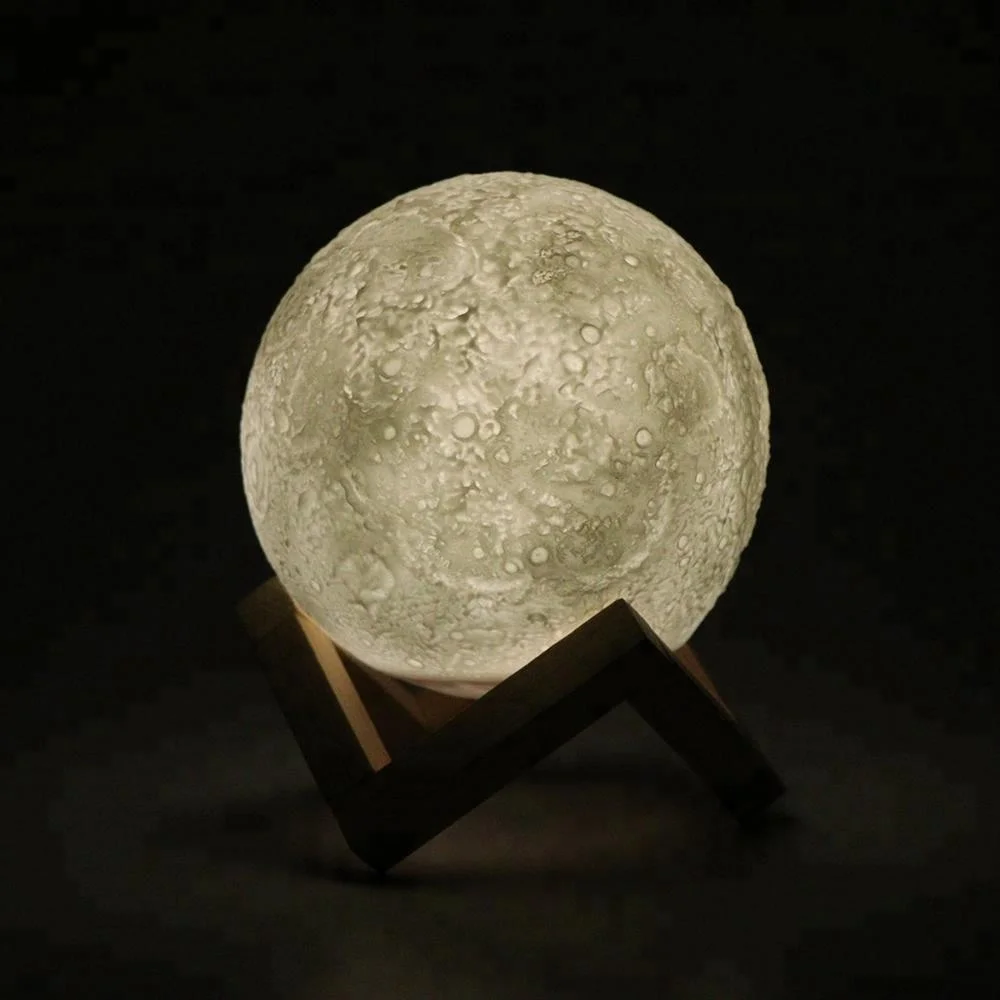 Dimmable with Tap Control USB 16 colors mini full 3d print led moon shaped night light lamp led 3d moon lamp