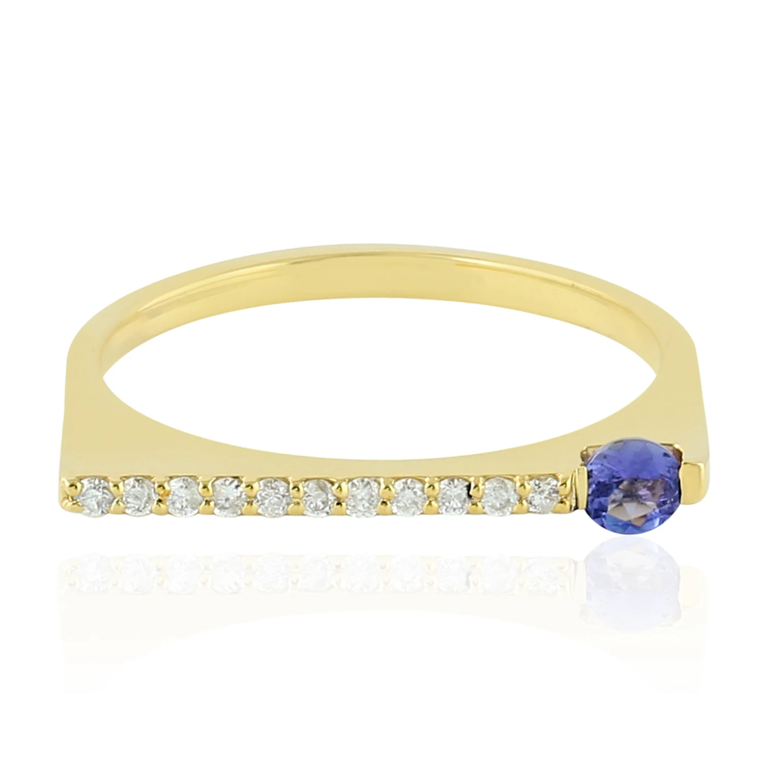 
Trendy Stackable Ring Of Pure Gemstone & Classy Diamonds In Radiant 14k Yellow Gold Jewelry 