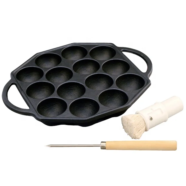 Takoyaki 14 Holes(GAS) Oyatsu-Gourmet, Japanese Takoyaki Plate, Cast Iron Takoyaki Pan, Ikenaga Iron Works