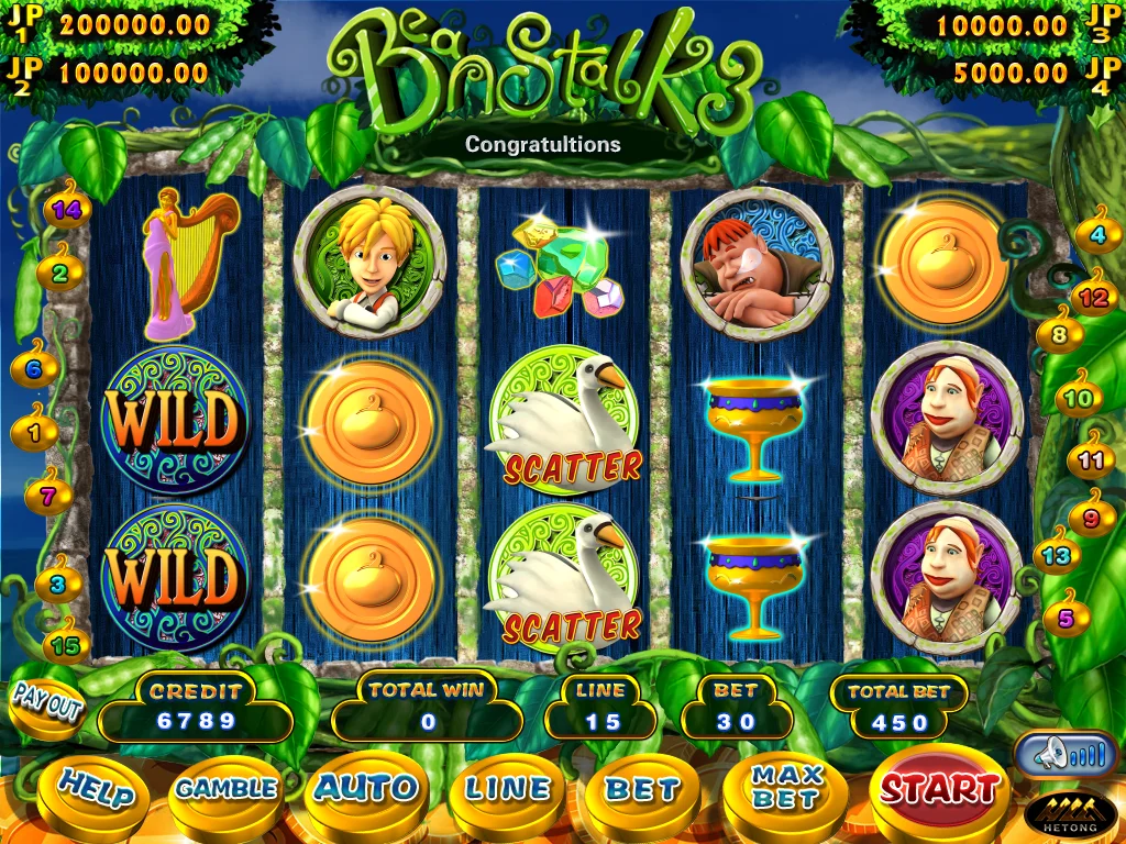 Casino game Jack & Magic Bean Slot Game board