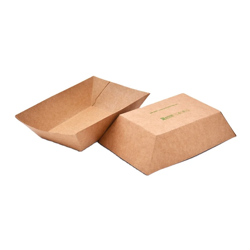 
Disposable Kraft Cardboard Food Paper Tray Chips Box Food Take Way Box Boat Tray 