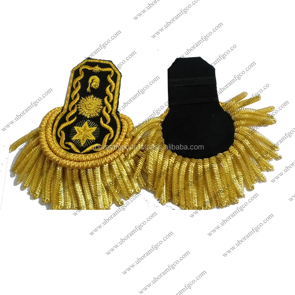 HAND EMBROIDERY BULLION WIRE FRINGE EPAULETTES SHOULDER BOARD FRENCH OFFICER UNIFORM CEREMONIAL MILITARY CIVL WAR SUPPLIER