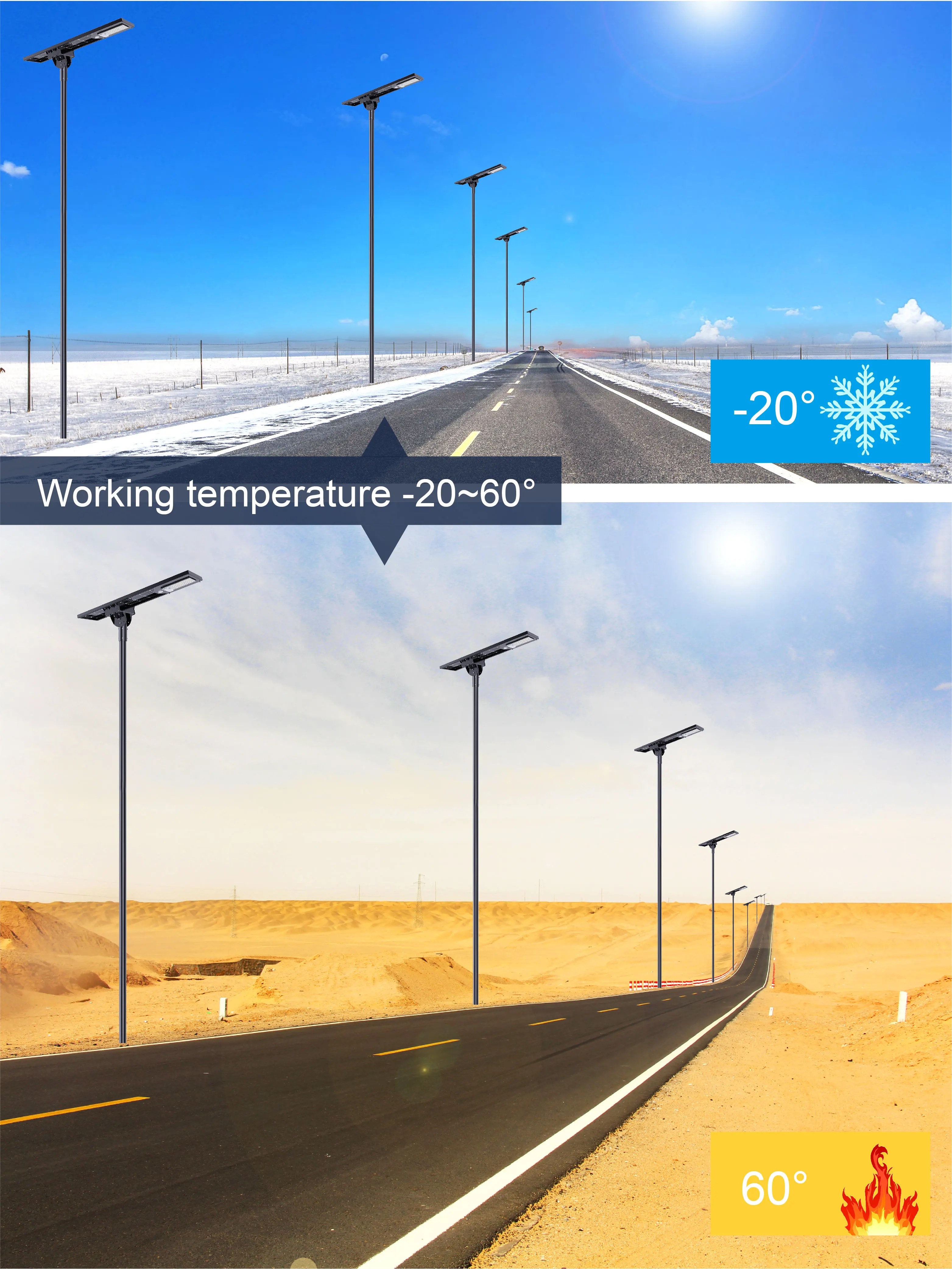 New Bifacial solar panel all in one solar street light 60W 80w 100w 120w 150W power for government project public project