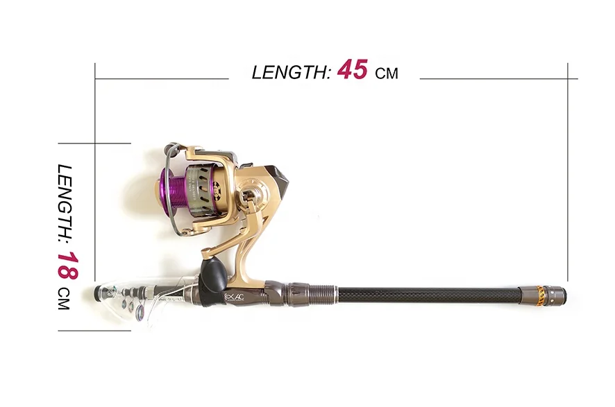 
carbon fiber fishing rod combo including reel, lures and line 