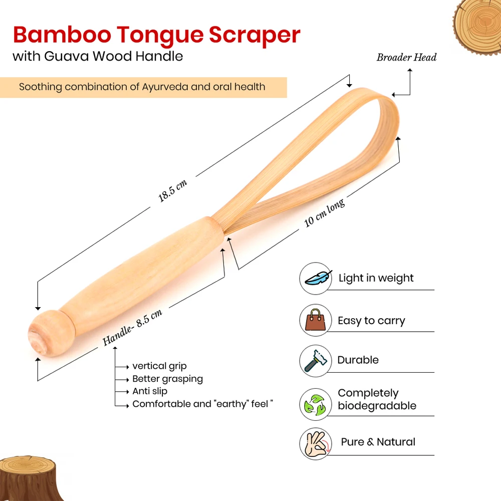 Organic and Ayurvedic made from naturally grown bamboo and guava wood Eco Friendly Bamboo Tongue Cleaner