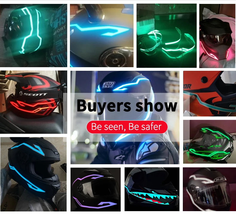 Newest motorcycle accessories Waterproof fashion safety signal warning helmet bar riding helmets led helmet light strip