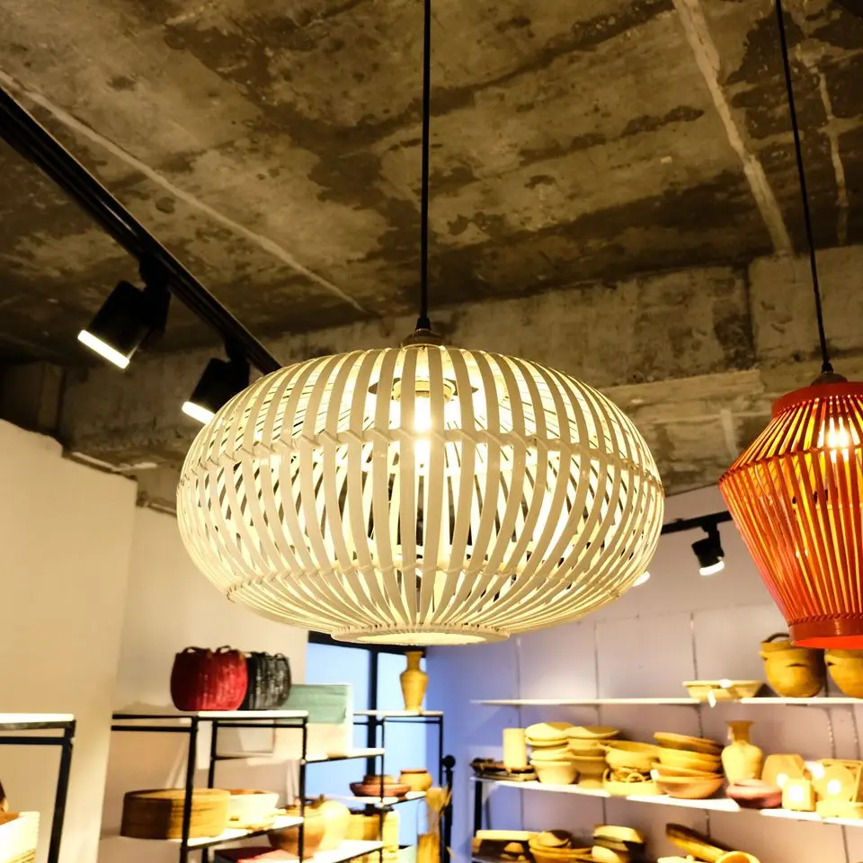 Bamboo weaving bamboo rattan weaving pendant lamps lanterns living room hotel restaurant