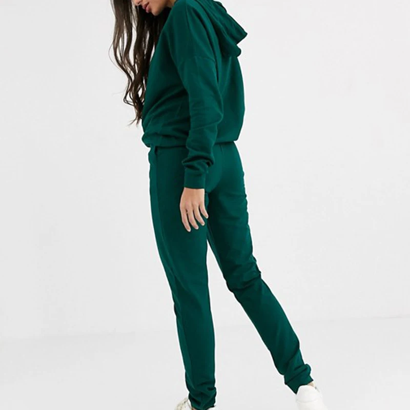 Long sleeve hooded hoodie drawstring waist jogger women tracksuits