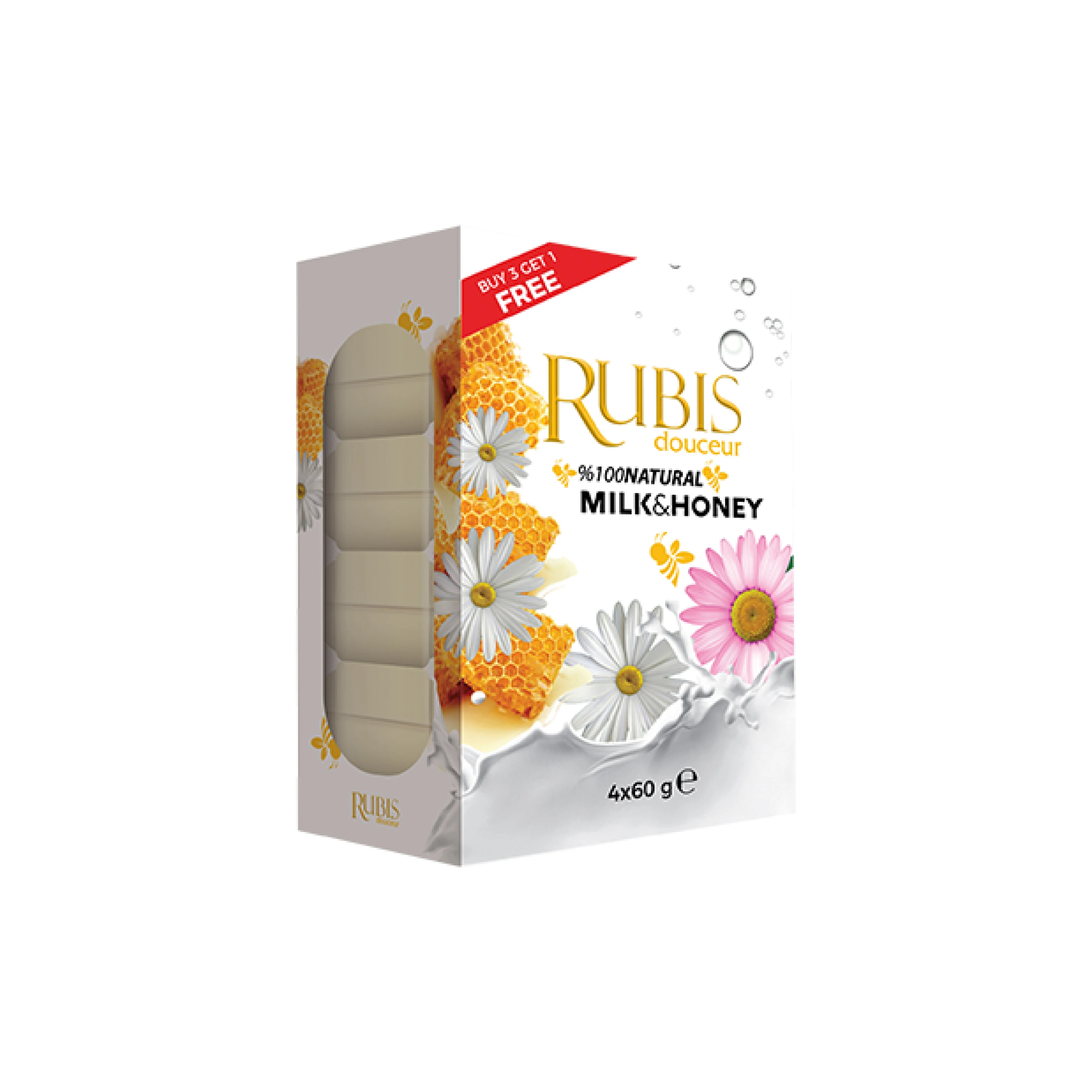 Rubis - 4x 60 gr Soap in Box  -  Milk and Honey