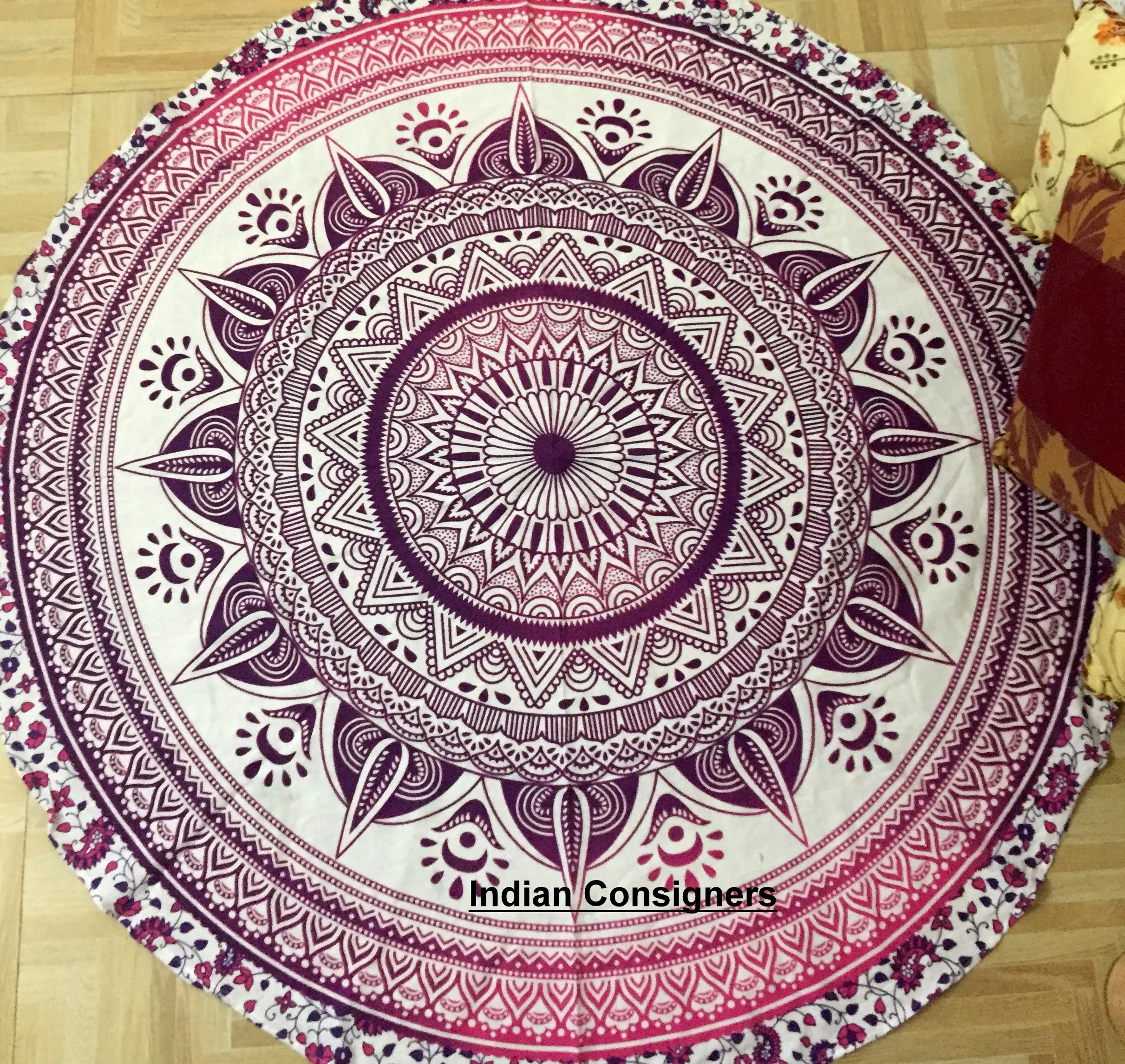 Cotton Beach Towel Mat Picnic Mat Mandala Flower Multiple Color Cool 49' Roundie Hippie Round Yoga