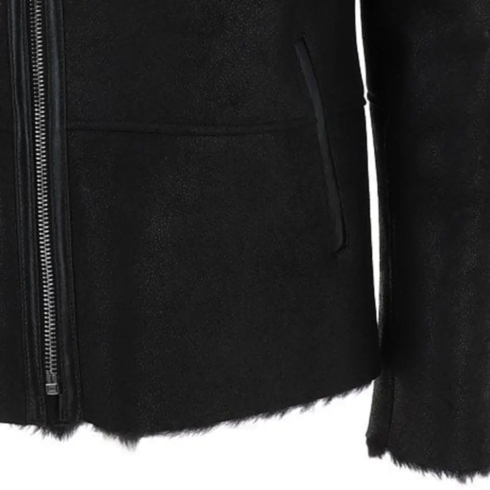  Мужская зимняя куртка-бомбер из натуральной кожи с меховым воротником/декоративная куртка Натуральной Черной Кожи/Новейшая Стильная мужская мехом