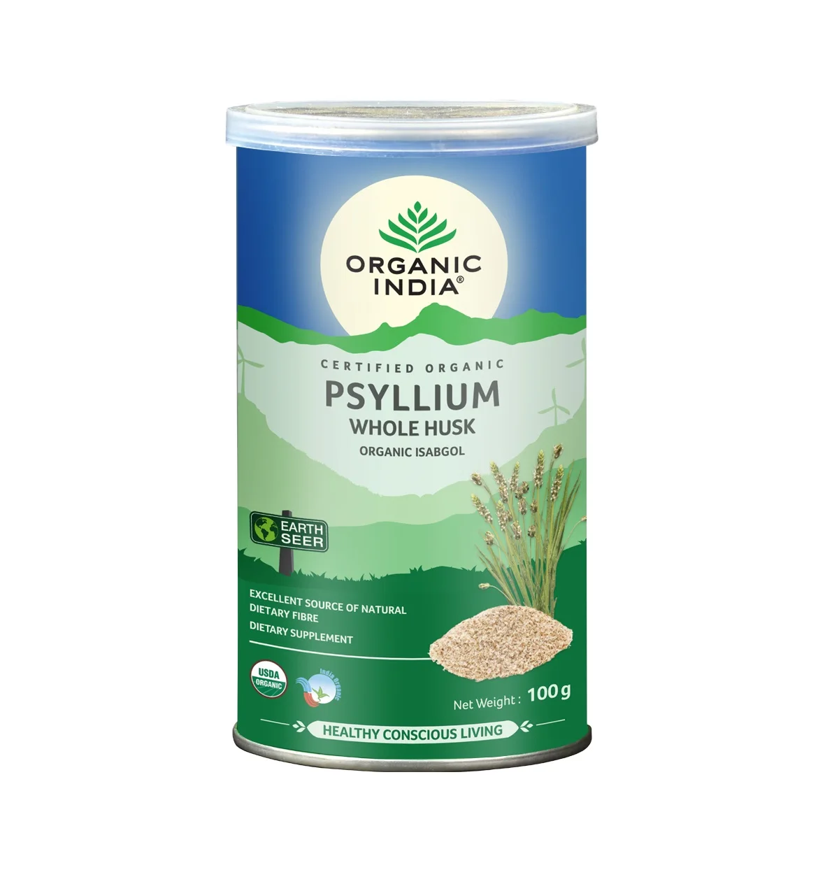 Organic India Psyllium Whole Husk Organic Isabgol for Natural Dietary Fibre Supplement - 100g