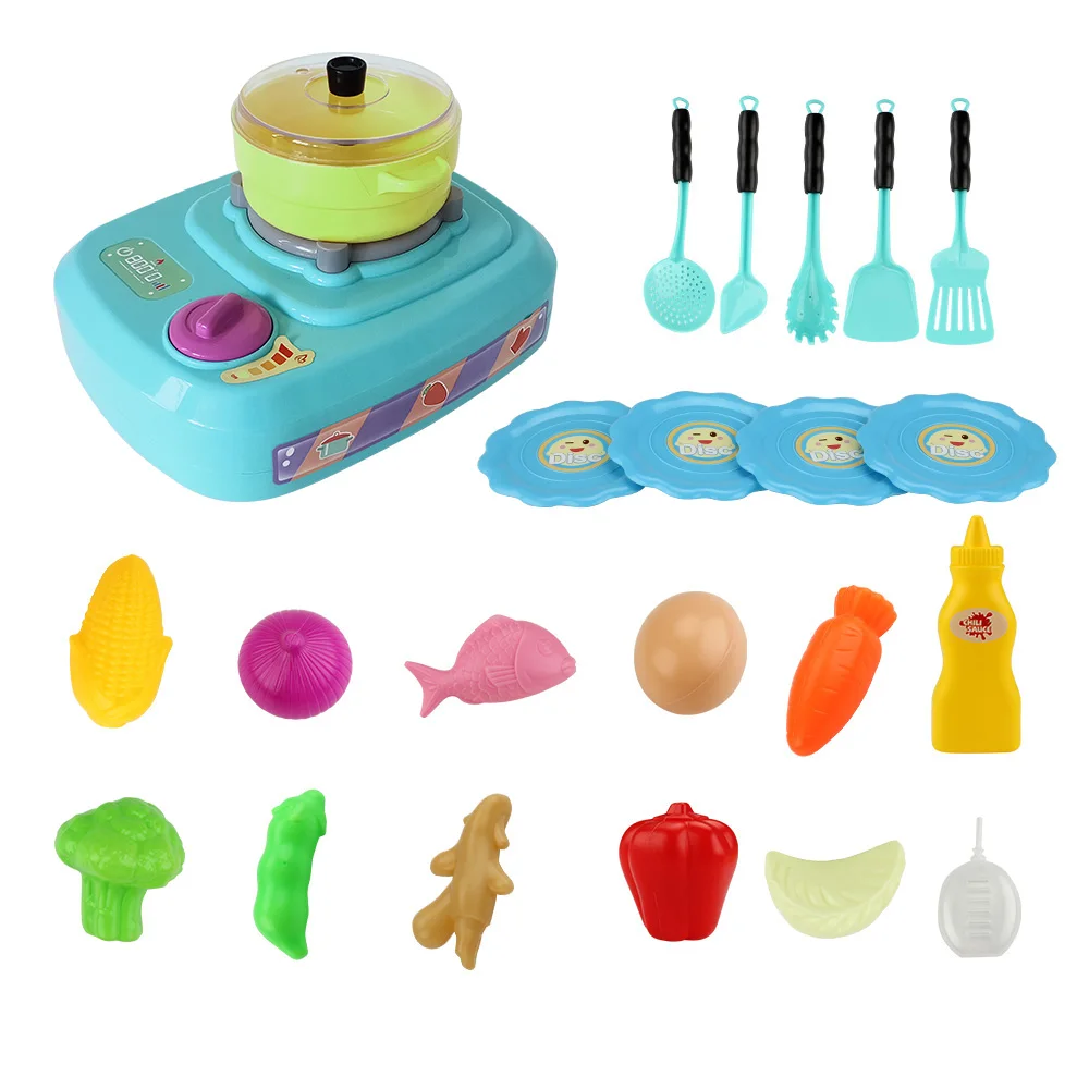
QC-2B Kitchen Tools for Children Play Pretend Toy Set 23-pc Multifunctional Gas Stove Play set Educational Toys 