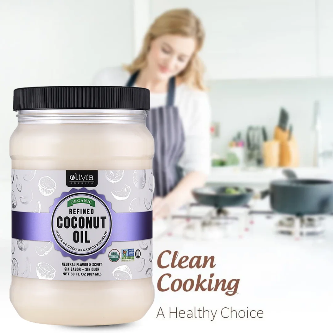 Органическое кокосовое масло, сертифицированное USDA, Бутылка объемом 30 унций Для Оливии и Америки (упаковка из 12 штук)