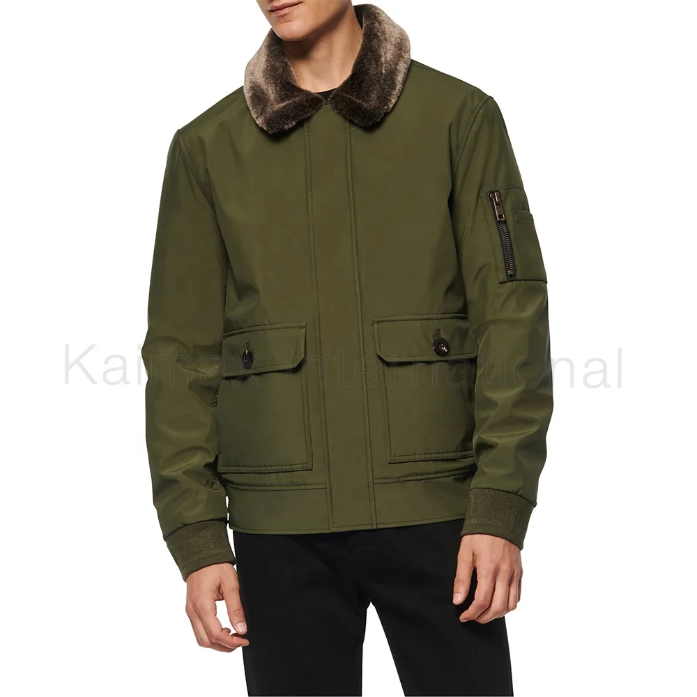 
Fur Shearling Collar Down Jacket Green Coat Men Women 