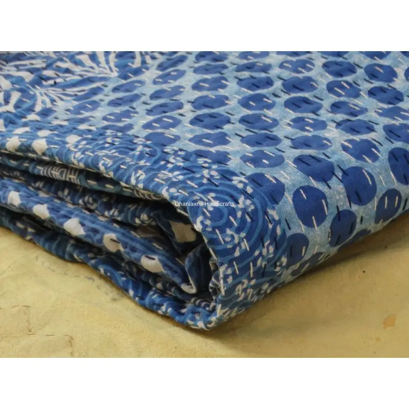 Красивое домашнее украшение оптом ПОКРЫВАЛО РУЧНОЙ РАБОТЫ Хлопковое одеяло Kantha индийское многоцветное покрывало с принтом Gudari дизайн