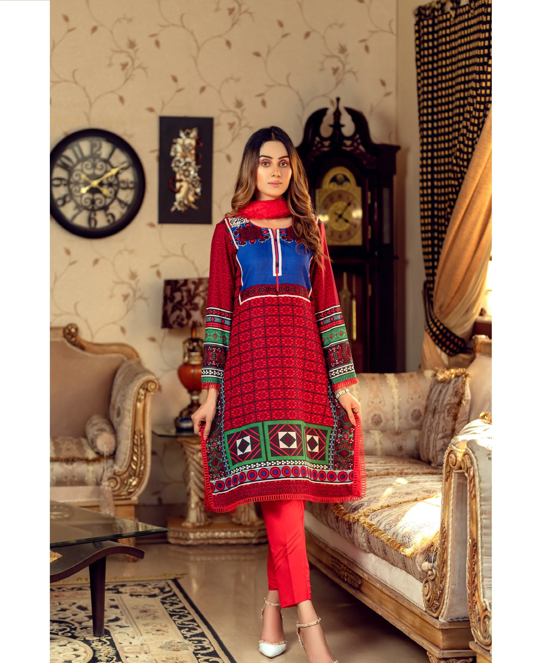 Высококачественная женская рубашка из 3 предметов, брюки дупатта, официальный костюм без швов 1X8, Высококачественная упаковка, VOL 5