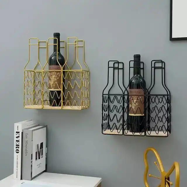 CREATIVE MODERN WALL DECORATION WALL MOUNTED METAL WINE RACK