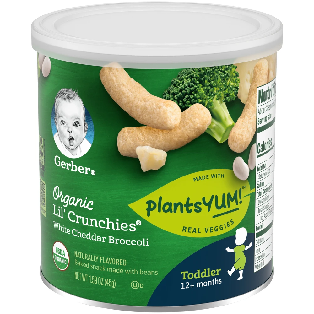 Gerber органические лилии Хрустящие (белый Cheddar Brocolli) 45 г