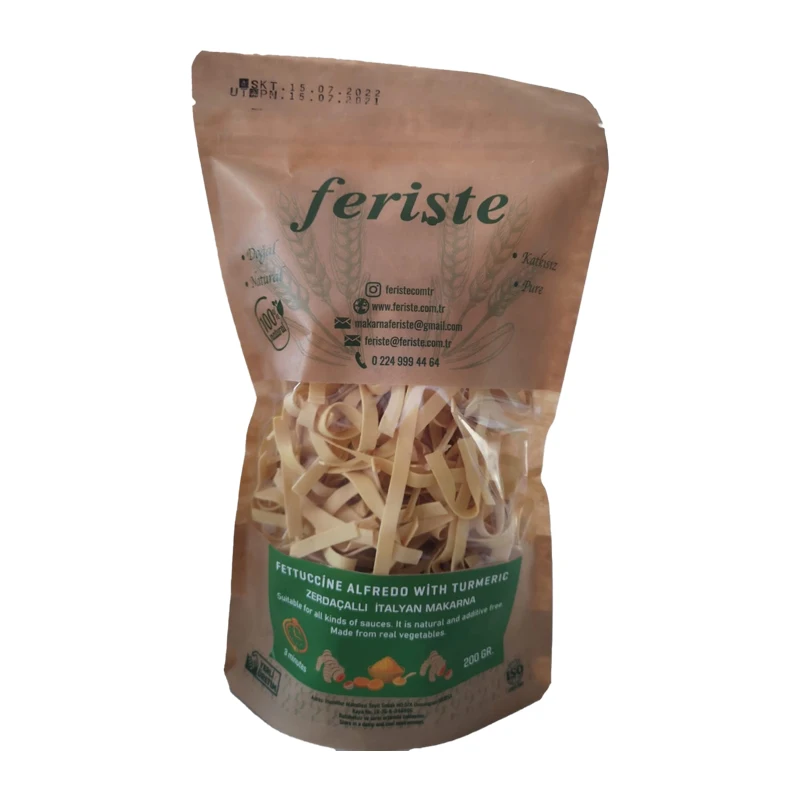 Brand New Wholesale 200gr Organic Durum Wheat Fettuccine Italian Pasta With Turmeric